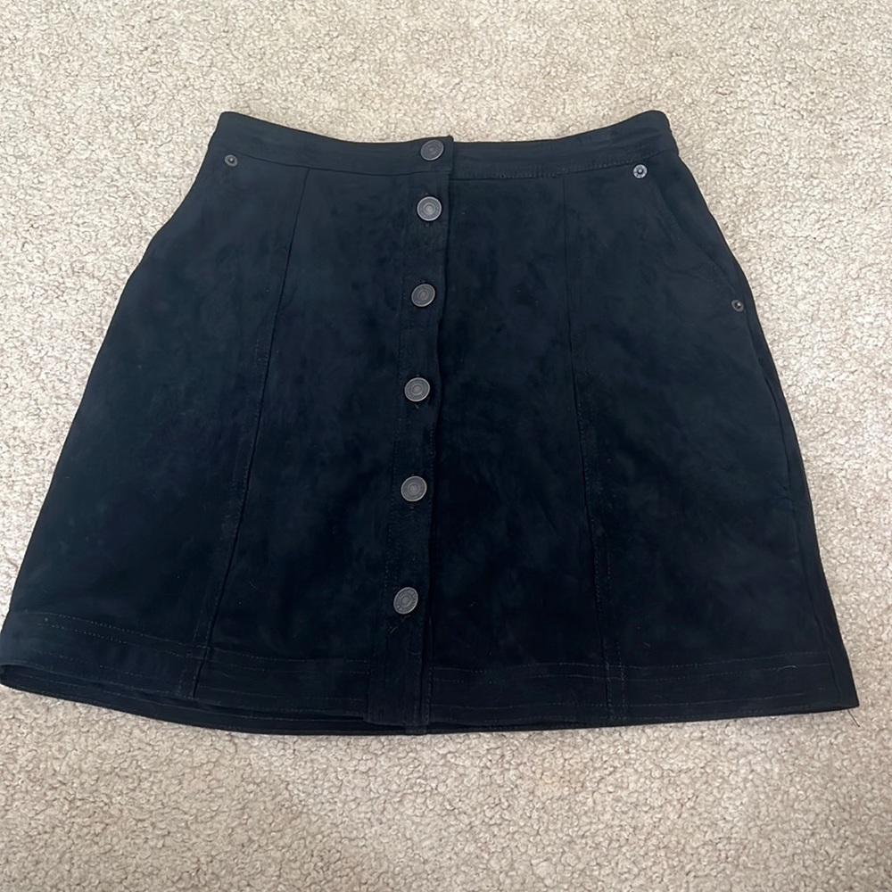 NEW Abercrombie & Fitch Black Suede XS Button Skirt